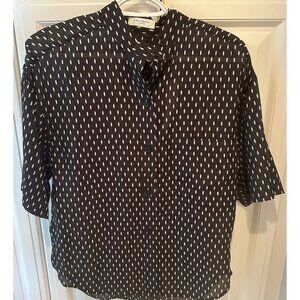 Equipment Small Femme Womens White Black Polkadot Sheer Cotton Silk  NWT
